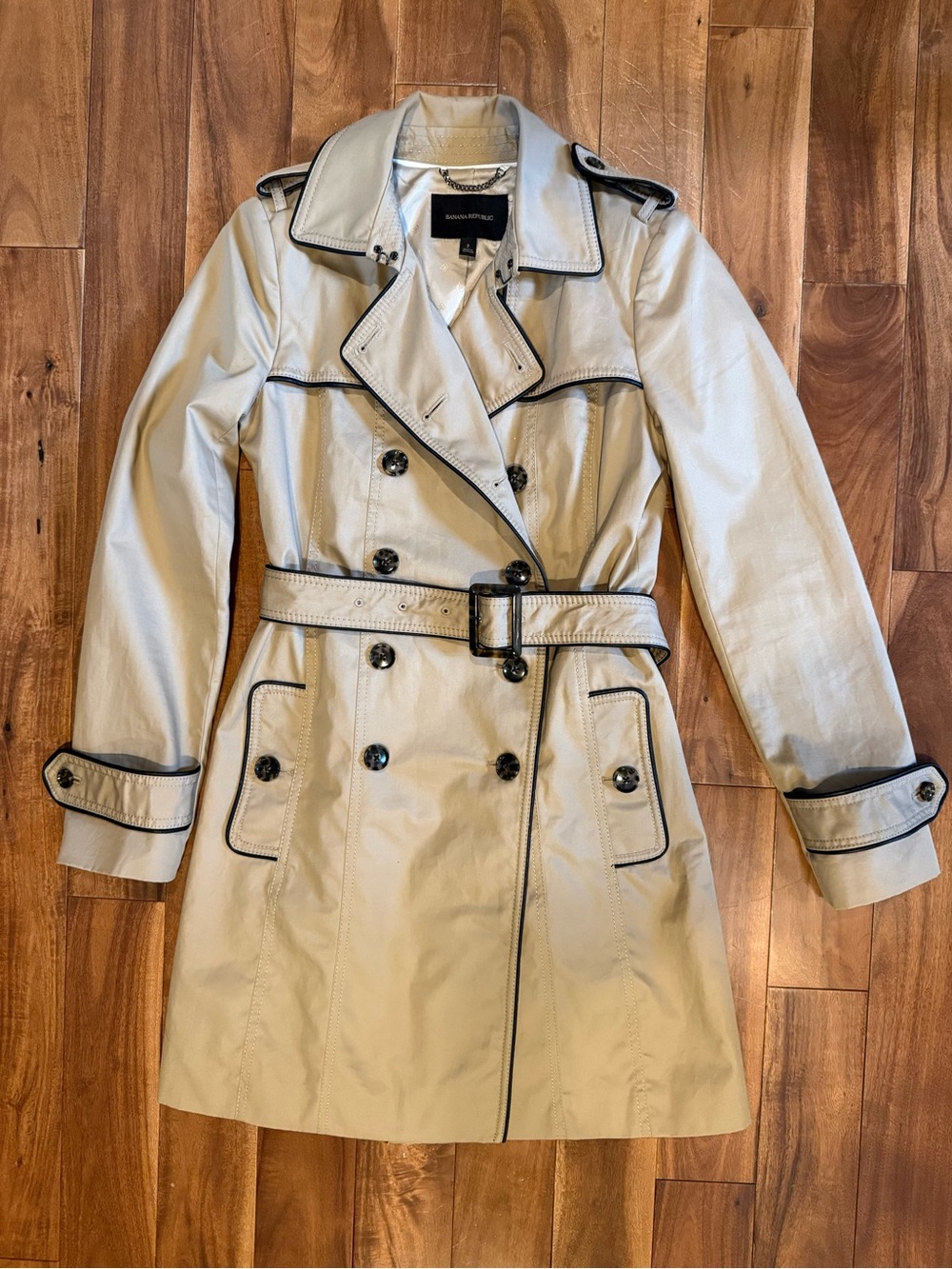 Banana Republic Belted Trench Coat with Black Trim
